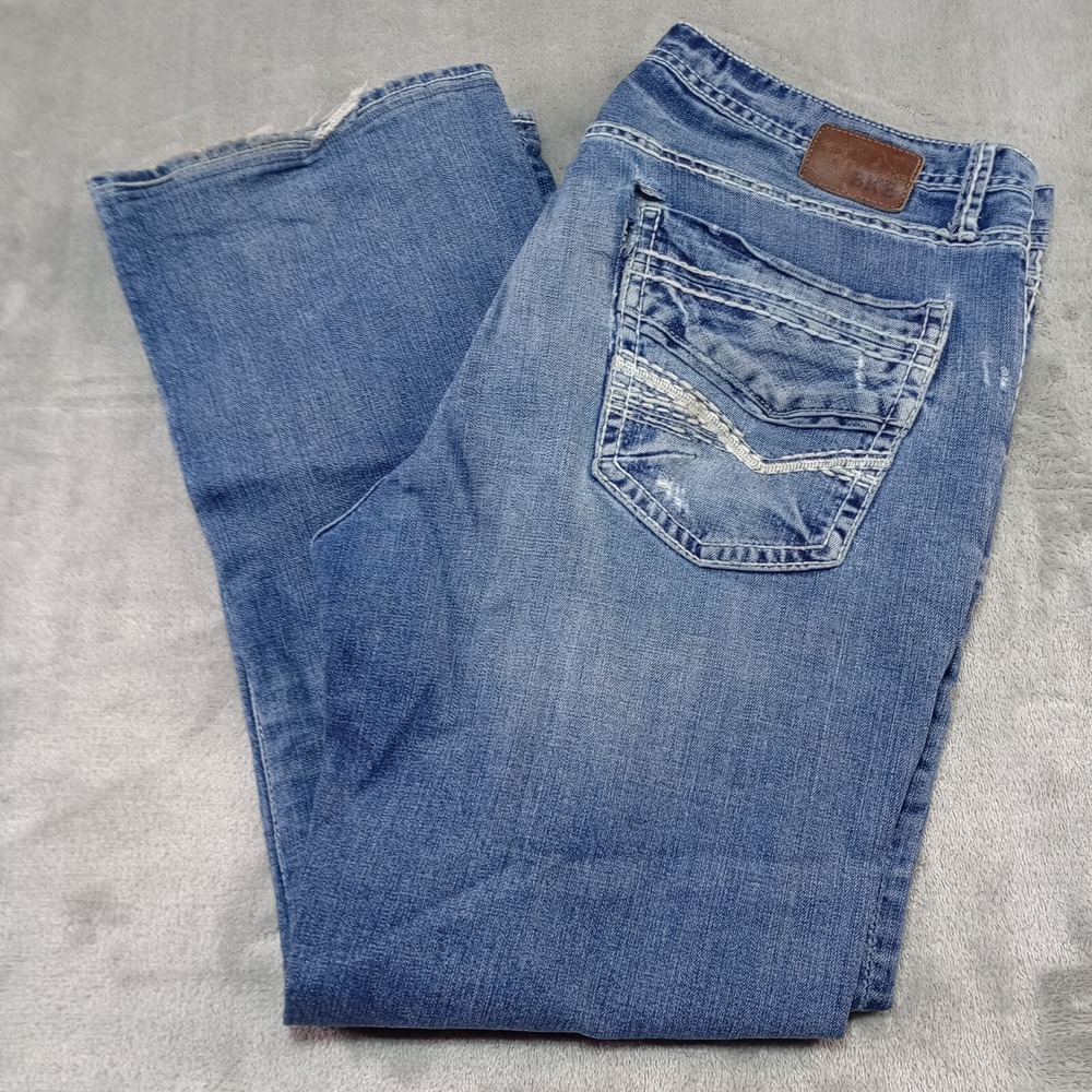 Bke Buckle Jeans Tyler Mens 36 x 29‎ Straight Leg Whiskers Fade Trashed Vintage
